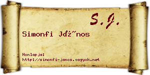 Simonfi János névjegykártya